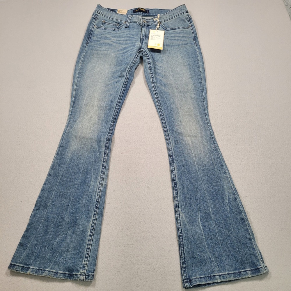 Levis 524 Skinny Flare Jeans Ultra Low Rise Stretch Denim Blue‎ Size 5 Medium